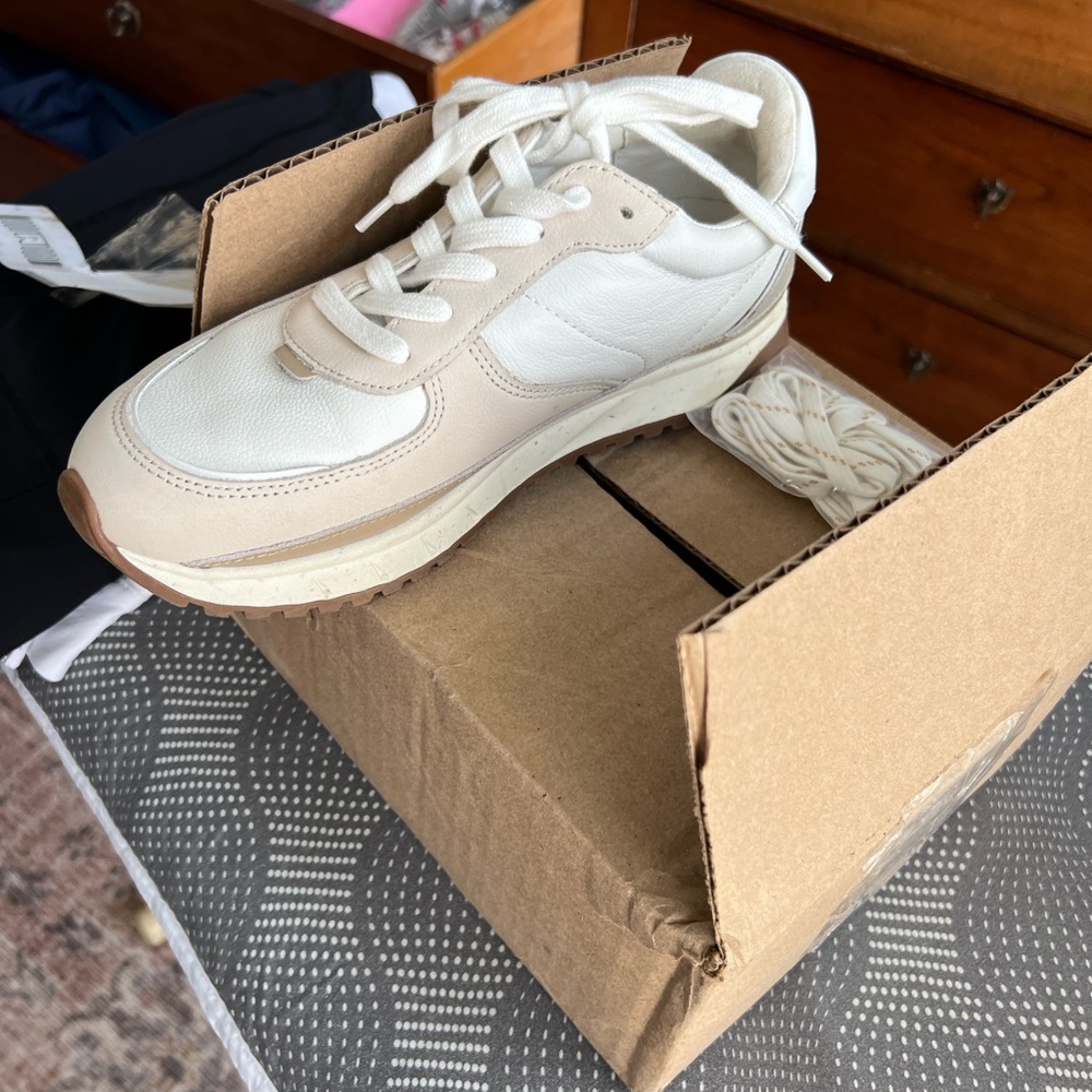 Madewell White and Beige Leather Sneakers